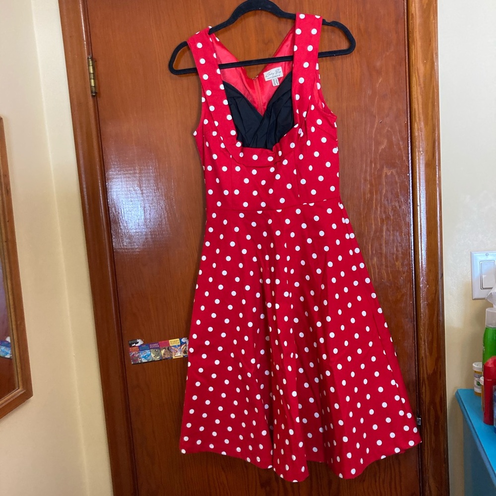 Red and white polka dot Lindy Bop dress